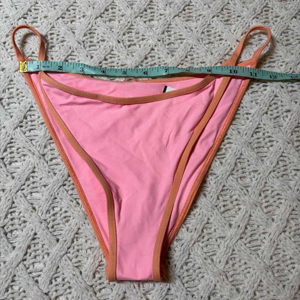 L*Space Bitsy Cut‎ Bikini Bottom Pink/Orange Trim Swimwear – Women’s XL nwot